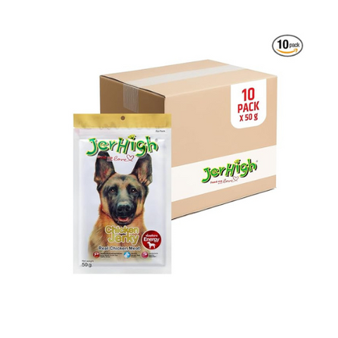 Jerhigh Dog Treats, Chicken Jerky, 50 g (Pack of 10)