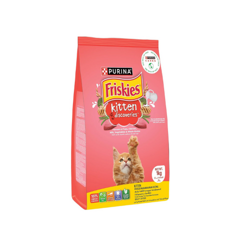 PURINA Friskies Kitten Discoveries Kitten Food,Tuna Chicken Milk Vegetables & Whole Grain Flavours,1 Kg Packet,Granule