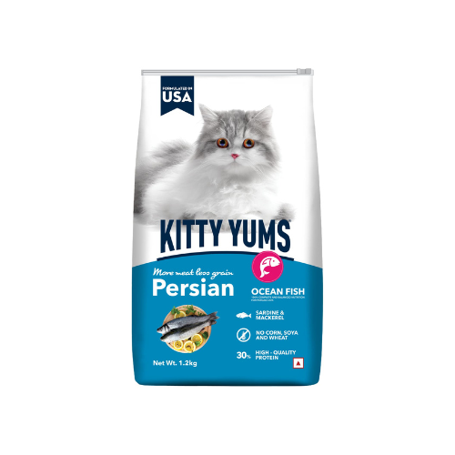 Kitty Yums Persian Adult Dry Cat Food, Ocean Fish, 1.2kg Pack
