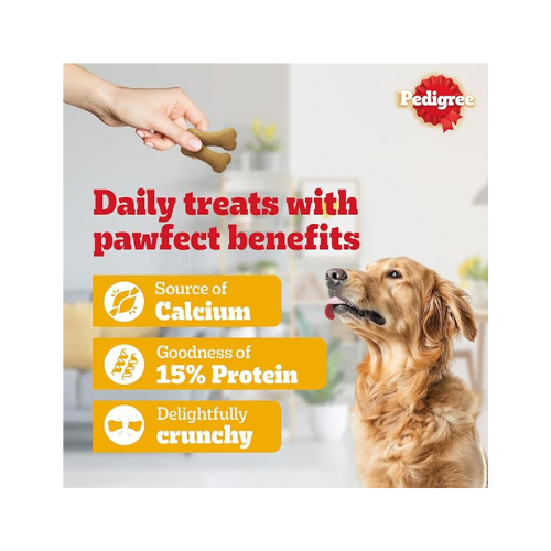 Pedigree Biscrok Biscuits (Above 4 Months) Dog Treats, Chicken Flavour, 500 g, Source of Calcium, Goodness of 15% Protein
