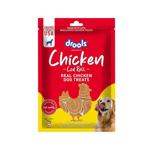Drools Real Chicken Cod Roll Dog Treats, 70gm | Rich in Protein, No Artificial Preservatives | Best for Training & Bonding | for Puppy & Adult | Formulated in USA | Premium Treats |