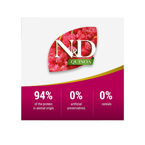 Farmina N&D Quinoa Urinary Cat Food | Grain-Free | Duck, Quinoa, Cranberry & Chamomile | Supports Urinary Health | for Adult Cats | 1.5kg