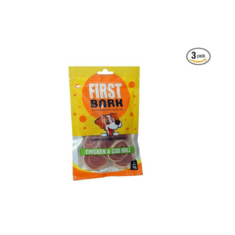 First Bark Yummylicious Treats Chicken & Cod Roll, Medium, 70 g (Pack of 3)