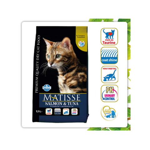 Matisse Farmina Pet Foods Dry Cat Food, Adult, 1.5-Kg, Salmon and Tuna (Pack of 1)