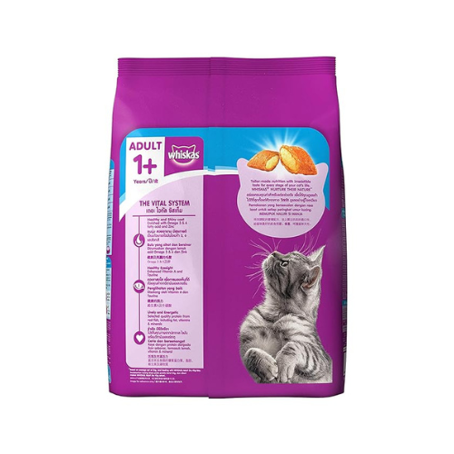 Whiskas Adult (+1 Year) Dry Cat Food, Chicken Flavour, 1.2kg Pack and Adult (+1 Year) Dry Cat Food, Ocean Fish Flavour, 3kg Pack