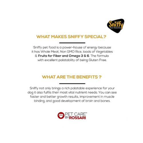Sniffy Puppy Dry Dog Food - 3kg | Real Chicken & Egg, Power Packed High Protein Diet for All Breeds | Gluten Free Food for Dogs