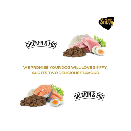Sniffy Puppy Dry Dog Food - 3kg | Real Chicken & Egg, Power Packed High Protein Diet for All Breeds | Gluten Free Food for Dogs