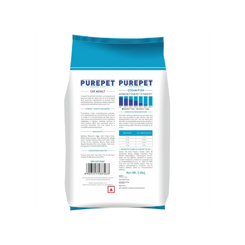 Purepet Adult Cat Food, Ocean Fish, 2.8 kg, Kibble