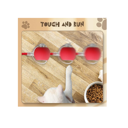 Cat Toys Rolling Ball Dog Ball，Self Rolling Dog Ball Interactive Cat Toys Automatic Cat Toy Self Moving Dog Toys, 360° Smart Automatic Rolling Ball Toy Electric Dog Balls for Cat (Red)