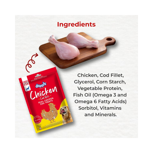 Drools Real Chicken Cod Roll Dog Treats, 70gm | Rich in Protein, No Artificial Preservatives | Best for Training & Bonding | for Puppy & Adult | Formulated in USA | Premium Treats |