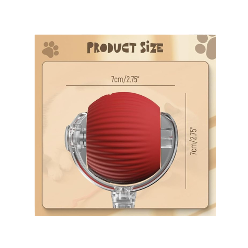 Cat Toys Rolling Ball Dog Ball，Self Rolling Dog Ball Interactive Cat Toys Automatic Cat Toy Self Moving Dog Toys, 360° Smart Automatic Rolling Ball Toy Electric Dog Balls for Cat (Red)