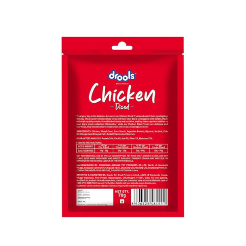 Drools Chicken Diced Dog Treats,70 Gm Pack | Rich in Protein, No Artificial Preservatives | Best for Training & Bonding | for Puppy & Adult | Formulated in USA | Premium Treats |